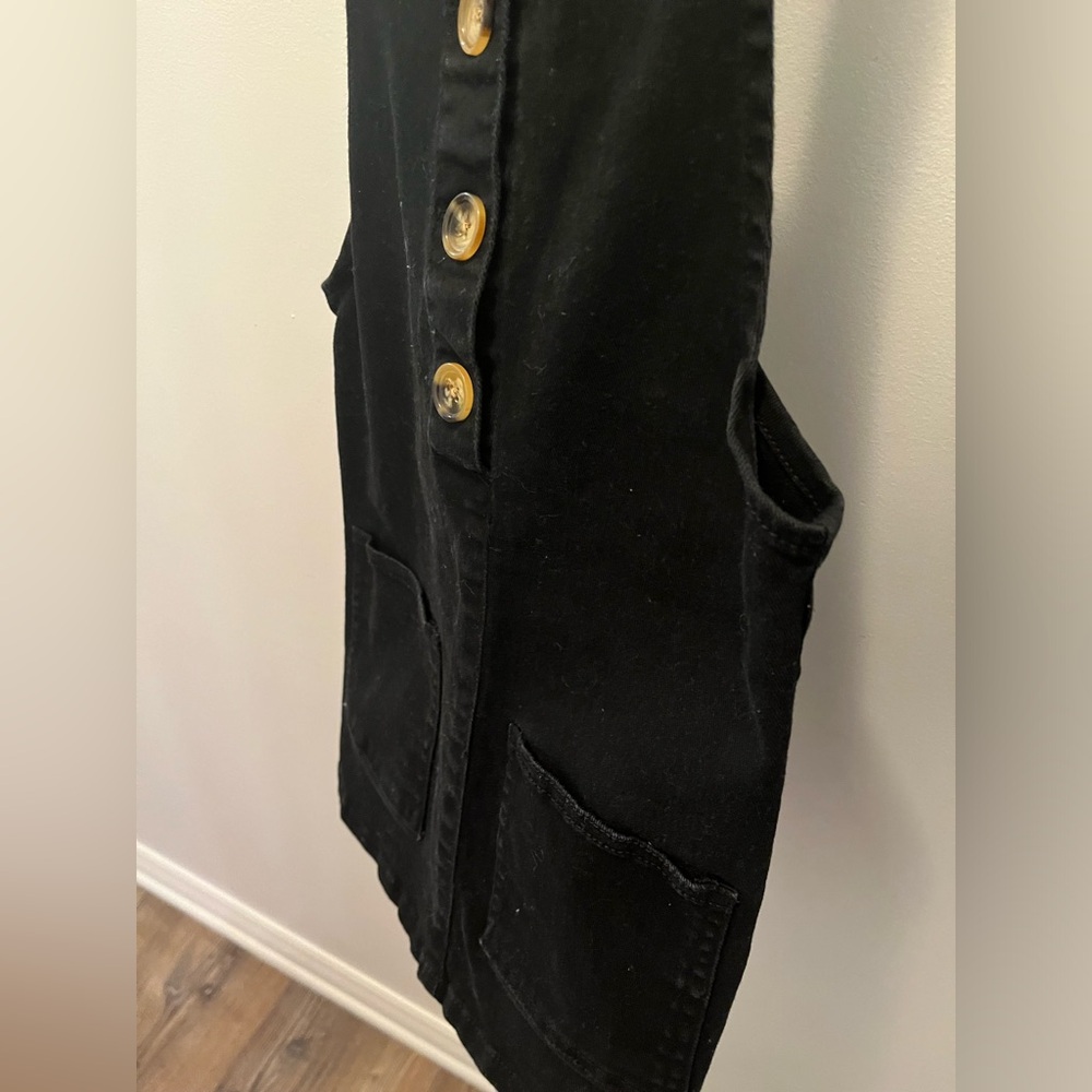Black denim overall dress - Picture 2 of 4